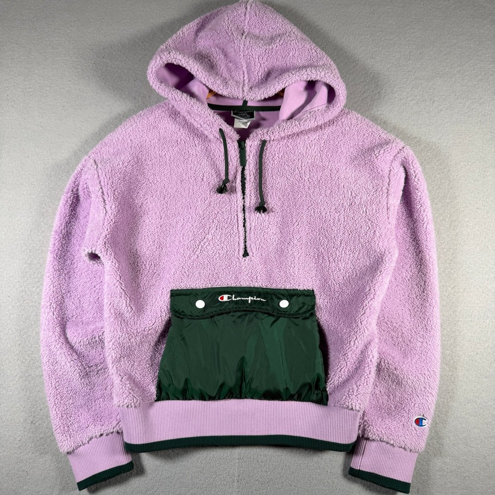 Champion Womens Lavender Purple Sherpa Quarter Zip Hoodie WL789 Small